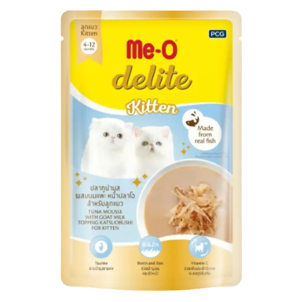 Me-O Delite Tuna Mousse With Goat Milk Topping Katsuobushi (Pouch) 70G