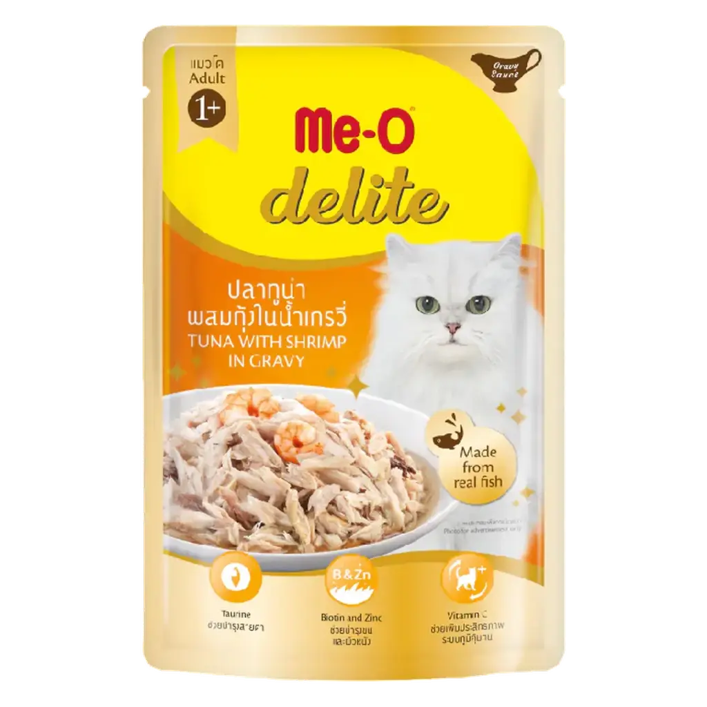 Me-O Delite Tuna With Shrimp In Gravy (Pouch) 70G