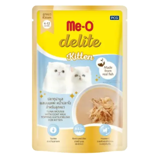 [ADZ008012] Me-O Delite Tuna Mousse With Goat Milk Topping Katsuobushi (Pouch) 70G